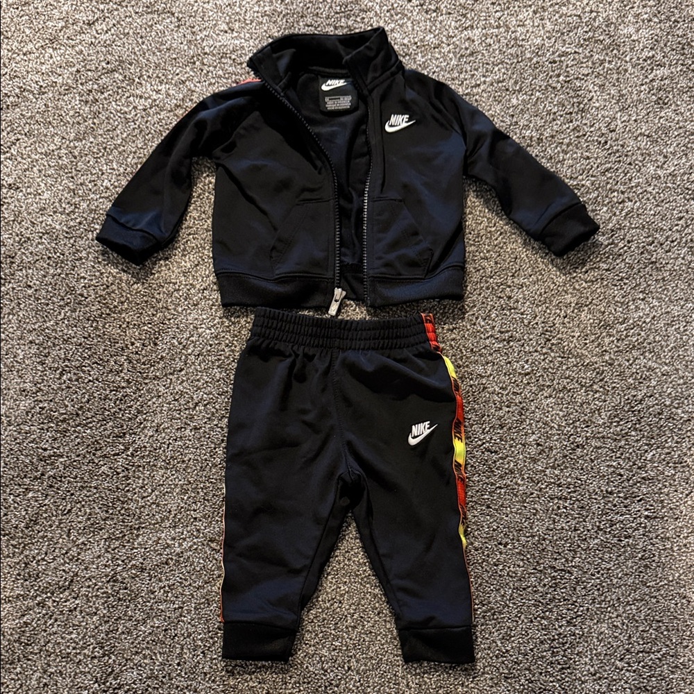 Nike Black Baby Tracksuit with Colorful Stripes